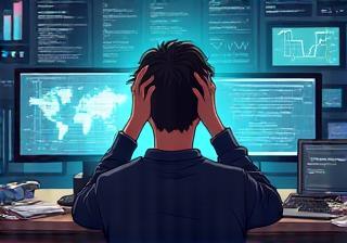 Person looking confused at multiple digital screens